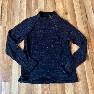 90 degrees Quarter-Zip Heathered Navy Women's Sweater